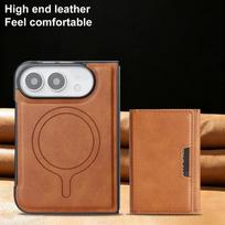 2 viename odinis piniginės dėklas Apple iPhone Ultra 18 sulankstomas Magsafe magnetiniam kortelių laikikliui stovas telefono dangtelis iPhone Ultra ruda