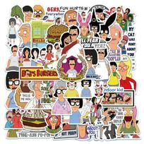 50Pcs Bobs Burgers Stickers Funny Cartoon Animation Sticker Toy Scraobook Fridge Luggage Laptop Guitar Car Bike Decals black