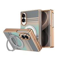 360 Rotating Magnetic Stand Leather Case for Samsung Galaxy Fold8 Fold 8 Shockproof for Magsafe with Tempered Glass Film Cover Galaxy Z Fold 8