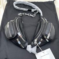 [Pre-Owned] Attica Double Fanny Pack Silver Chain Waist Bag Shoulder Bag Black - New #LP0C7R ONE SIZE gray