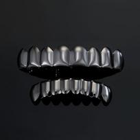 Paauksuoti Hip Hop Grillz: Vienas viršutinių ir apatinių dantų rinkinys black