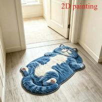 Mielas miegantis kačiukas kilimas svetainei 2D imitacija Katės miegamojo dekoras kilimas Purus minkštas pliušinis kilimas Namų sutirštintas grindų kilimėlis 60x120cm