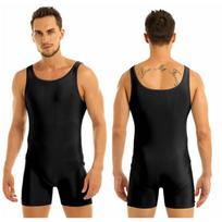 Vientisas vyriškas sportinis kombinezonas Slim Fit gimnastikos triko, elastingas kombinezonas, bokseris M juoda