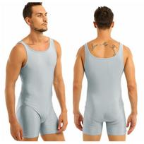 Vientisas vyriškas sportinis kombinezonas Slim Fit gimnastikos triko, elastingas kombinezonas, bokseris XL pilka spalva