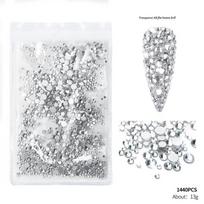 1440Pcs Flatback Crystal AB Rhinestones In Bulk Package SS3-SS20 Clear AB Strass for Nail Art 09 white