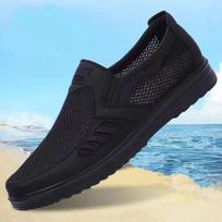 Fashion 2024 Spring Men Mesh Shoes tenis Breathable Soft Bottom Casual Shoes Lightweight Non-Slip Black Work Shoes Sneakers for Man 48 juoda