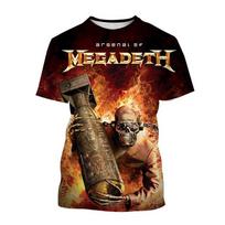 Megadeth 3D spausdinti marškinėliai Mada Rokas Grupė Vyriški Laisvalaikio Marškinėliai Vasariniai Vyriški Moteriški Pankroko Juokingi Hip Hop Trumpi Rankoviai Vaikams M black