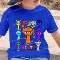 „Sprunki Oren Beats“ spausdinti vaikiški marškinėliai, 2025 m. nauji trumpomis rankovėmis „Crew Neck“ madingi marškinėliai berniukams, mergaitėms „Incredibox“ žaidimo animacinių filmų viršūnės 130 blue