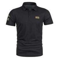 Vasarinis vyriškas trumpomis rankovėmis polo marškinėlis su ikonišku siuvinėjimu, laisvalaikio atlapotas trumpomis rankovėmis T-shirt XL juoda