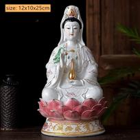 Keraminė sėdinti lotoso Nanhai Guanyin statulėlė Budos statula Adoravimo dekoracijos Tradicinė Feng Shui dekoracija Namų aksesuarai gray