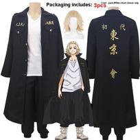 Anime Tokyo Avengers Ryuguji Kente Cosplay Kostiumai Manjiro Švarkas Paltas Viršus Kelnės Juoda Komandos Uniforma Uniforminis Kostiumas Suaugusiųjų Helovino Apranga M white