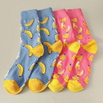 2 poros/pakuotė Moteriškos vyriškos kojinės Banano vaisių raštas Animacinis juokingas Klasikinės medvilninės kojinės Pora, Moteriškos ir vyriškos kojinės bei pėdkelnės EU36-42 gray