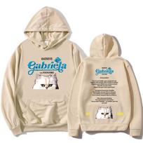 KATSEYE Gabriela Young Miko Remix Džemperiai Kawaii Animacinis Katės Grafikos Džemperiai Ilgomis Rankovėmis Su Gaubtu Laisvalaikio Moteriškas Džemperis XS beige