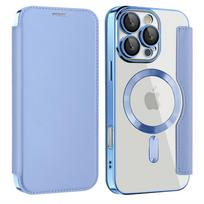 Prabangus skaidrus atverčiamas odinis dėklas-piniginė su magnetiniu telefono dėklu, skirtas iPhone 15 16 17 Pro Max 14 13 12 11, kortelių dėklas Magsafe dangteliui For iPhone 15 Plus šviesiai mėlyna spalva