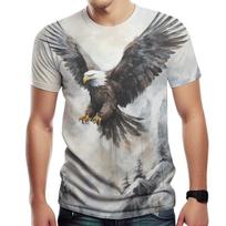 Vasariniai apvalios apykaklės 3D erelio print T-shirt'ai Madingi laisvalaikio trumpomis rankovėmis vyriški T-shirt'ai XL gray