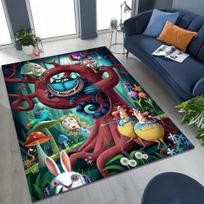 Svajojantis Česhyro katinas Alisa Stebuklų šalyje Animacinis kilimėlis miegamajam, svetainei, sofai, namų įėjimui, didelis neslystantis vaikiškas grindų kilimėlis 40x60cm( 15x23in ) black