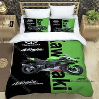 3D Retro spausdinimo K-Kawasaki motociklo logotipas patalynės komplektas Elegantiškas patalynės komplektas Antklodės užvalkalas Lovo užvalkalas Prabangi gimtadienio dovana EU Single 150x200cm