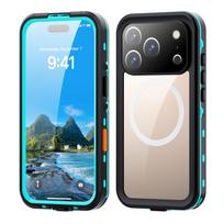 IP68 vandeniui atsparus nardymo telefono dėklas iPhone 17 Pro Max 17 Pro, ekrano apsauga, apsauga nuo dulkių, magnetinis Magsafe įkrovimas iPhone 17 Pro Max mėlyna