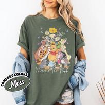 Comfort Colors Pūliuotas meškiukas ir draugai marškinėliai Disneyland marškinėliai Pūliuotas meškiukas Disney kelionės džemperis M beige