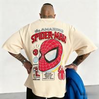 Marvel 2026 Naujas Mados Marvel Žmogus-voras Grafinis Komiksų Spaudinys Aukštos Kokybės Unisex Trumpomis Rankovėmis Laisvalaikio Didelio Dydžio Marškinėliai minkšti S beige