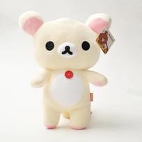 Kawaii Braškių Rilakkuma pliušinė lėlė Anime meškiukas Rilakkuma meškinas Apsirengti Meškėnas Pliušiniai žaislai Pliušinė kimšta lėlė Vaikiška dovana balta
