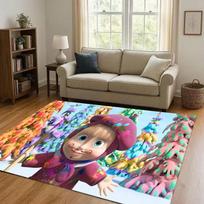 HD Animacinis M-Maša ir B-Lokys Kalėdinė Dovana Svetainės Neslystantis Prieangio Kilimas Kilimas Miegamojo Žaidimų Kambario Sofai, Namų Dekoras Durų Kilimėlis 60x90cm( 23x35in )