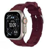 Silicone Strap for Apple Watch Ultra 3 2 49mm Series 11 10 46mm 42mm Sport Wristband iWatch 9 8 7 6 5/SE 3 2 44mm 40mm 45mm 41mm Series 11-10 46mm vyno raudonos spalvos