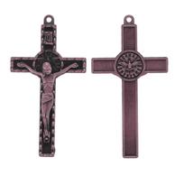 Daug stilių St. Benedikto kryžius, Jėzaus Kristaus pakabukas, Religinės maldos dekoravimo reikmenys black
