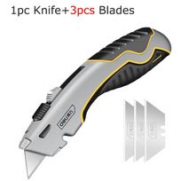 Deli Heavy-duty stable Retractable Art Utility Knife Zinc Alloy Cutter Professionnel Wallpaper Wrap faca Art Supplies Stationery gray