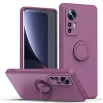 Magnetinis žiedo laikiklis Skysto silikono telefono dėklas, skirtas Xiaomi Mi 12 11 Lite 5G NE 10T 11T Pro, minkštas TPU apsauginis dangtelis Fundas For Mi 10T Pro violetinė