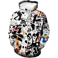Vintažinis 3D spausdintas Trippy Grafiti Animacinis Grafinis Džemperis su Gobtuvu Kišenės Ilgomis Rankovėmis Puloveris Madingi Unisex Viršutiniai Drabužiai 6XL gray