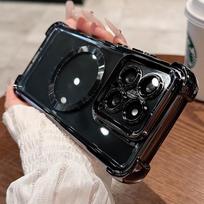 Prabangus dengimo blizgus kraštas magnetinis telefono dėklas skirtas Xiaomi 17T Pro 15T Pro Magsafe keturi kampai oro pagalvė smūgiams atsparus apsauginis dangtelis xiaomi 15T Pro juoda