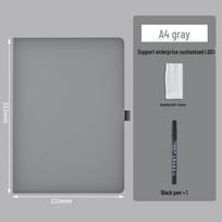 A4 Portable Double-Sided Leather Whiteboard Notebook with Pen gray
