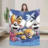 Mielas Diddl pliušinis pledas vaikams ir suaugusiems Minkštas flanelinis užtiesalas sofai ar foteliui Šilta patalynė Kokybiška gimtadienio dovana 100x150cm white