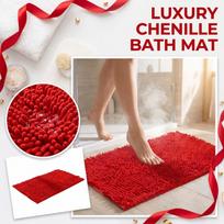 Chenille Bath Mat 40x60cm Absorbent Non Slip Bathroom Rug Door Mat Soft Texture Microfiber Floor Mat One Size raudona