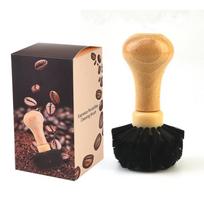 Dense Bristles Espresso Brush Wooden Handle Barista Cleaning Tool  Portafilter Basket 58mm beige