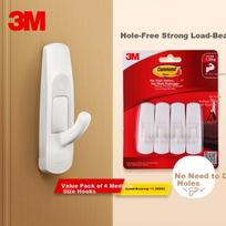 3M Hooks, Highman No-Drill Door Back Hooks, Strong Adhesive Hooks Leave No Residue Don't Damage Walls, Value Pack Medium Size 4 Pieces