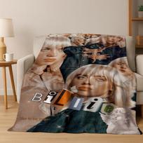Fashion Billie Eilish Hit Me Hard and Soft Singer Flannel Blanket Soft Throw Blanket for Bed Bedroom Living Room Travel Gift Kid 75x90cm