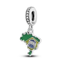 s925 Silver Britain Spain Brazilian Dominie National Flag Pendant Building Beads Fit Original Bracelet Jewelry Accessories Charm white