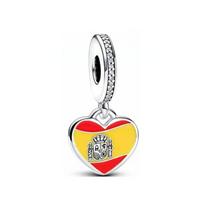 s925 Silver Britain Spain Brazilian Dominie National Flag Pendant Building Beads Fit Original Bracelet Jewelry Accessories Charm gray
