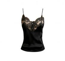 Sexy Spice Girl Style Black Lace Splicing V-Neck Suspender Vest Women's Summer Double Skinny Shoulder Strap Dropping Temperament Top L juoda