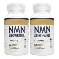NMN ir Resveratrolis 1100 mg Maisto papildas - Didelės Potencijos Anti-Age ir Ląstelių Energijos Palaikymas - 60 Kapsulių 2pack