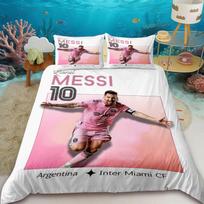 Antklodės užvalkalas Lionelis Messi Futbolo Superžvaigždė Lovos patalynės komplektas Spausdintas antklodės užvalkalas Lovos patalynės komplektas Minkštas Karališkojo dydžio pilnas lovos patalynės komplektas Berniukui 155x200cm