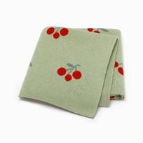 Cute Cherry Print Infant Throws Shawls Skin-friendly Muslin Baby Boys & Girls Swaddle Blankets 0-24 Months Baby Security Blanket 70 cm By 90 cm beige