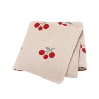 Cute Cherry Print Infant Throws Shawls Skin-friendly Muslin Baby Boys & Girls Swaddle Blankets 0-24 Months Baby Security Blanket 70 cm By 90 cm