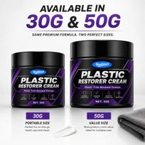 Car Plastic Restorer Cream 50g for Dashboard Trim Bumper Faded Black Shine UV Guard 30G gray