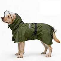 Neperšlampamas šuns lietpaltis su gobtuvu Mažoms, vidutinėms, didelėms veislėms Labradudelis Auksinis retriveris Korgis Visi 5XL 65-90kg armijos žalia spalva