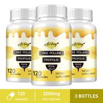 Airboy Bee Pollen Propolis Royal Jelly Capsules 120 Count — Immune Support, Daily Wellness, Nutritional Support 120*3
