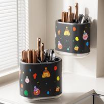 Wall-Mounted Chopstick and Knife Holder with Integrated Storage