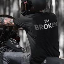 I'm Broken Text Print Cotton T-and kids tshirt Men Women Y2K Biker Unisex Short Sleeve Daily Motorcycle Streetwear Fashion Tops 140 black